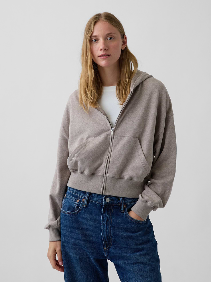 Image number 1 showing, VintageSoft Terry Oversized Wedge Zip Hoodie