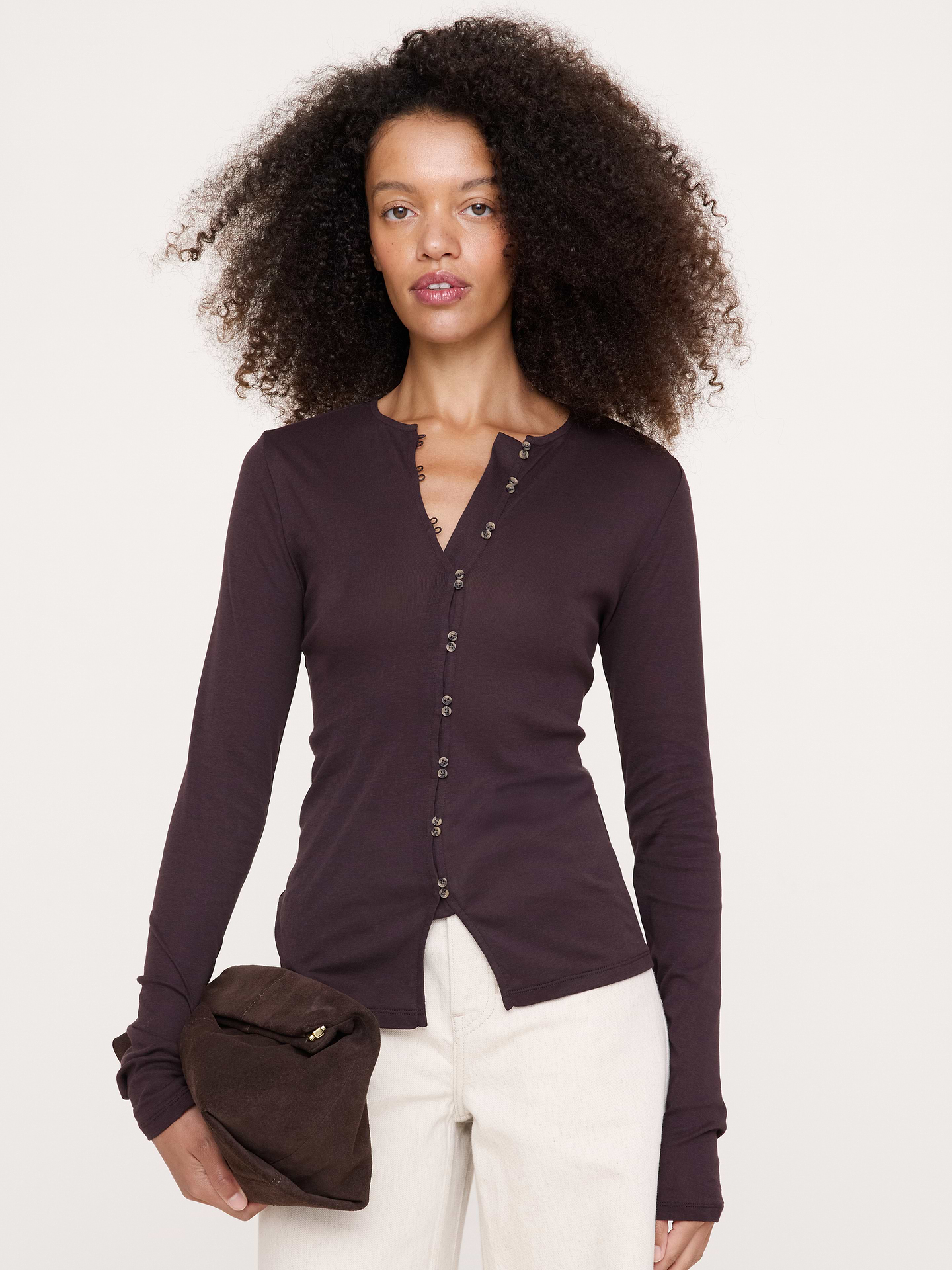 L'image numéro 1 présente T-shirt cardigan en coton léger
