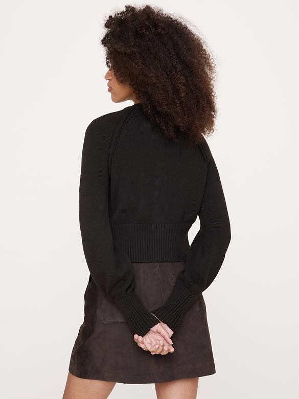 Larkspur Cotton-Silk Volume-Sleeve Cardigan