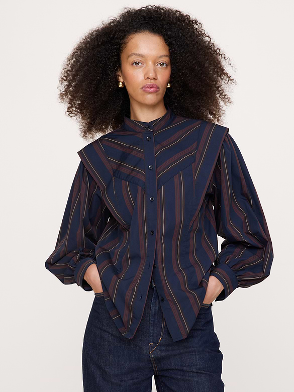Chemise en coton à col étagé