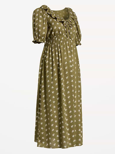 Image number 2 showing, Maternity Puff-Sleeve Maxi Dress