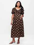 Image number 1 showing, Maternity Puff-Sleeve Maxi Dress
