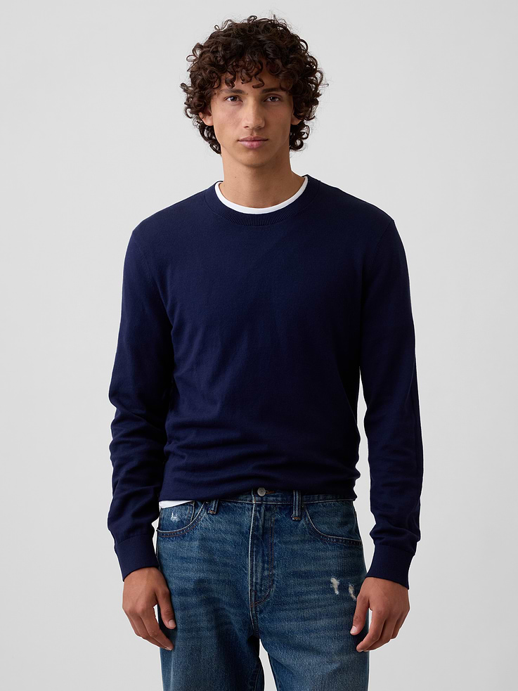 Image 1 of 5, Soft cotton knit., Long sleeves with ribbed cuffs., Ribbed crewneck., Ribbed hem., This product was made in a factory that invests in gender equity and women’s empowerment through RISE. Learn more at, Product #1178055