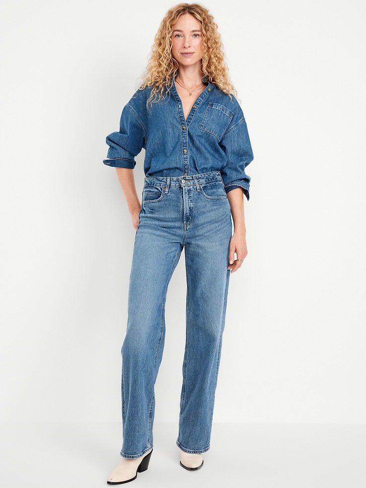Image number 1 showing, Extra High-Waisted Wide-Leg Jeans