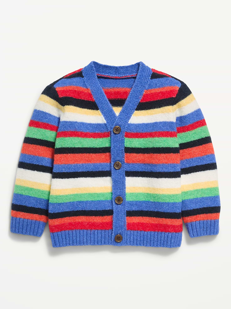 Image 2 of 3, Oversized Wool-Blend Striped Cardigan for Toddler Boys