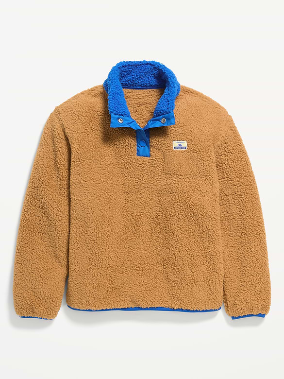 Cozy Sherpa Mock-Neck Pullover for Boys