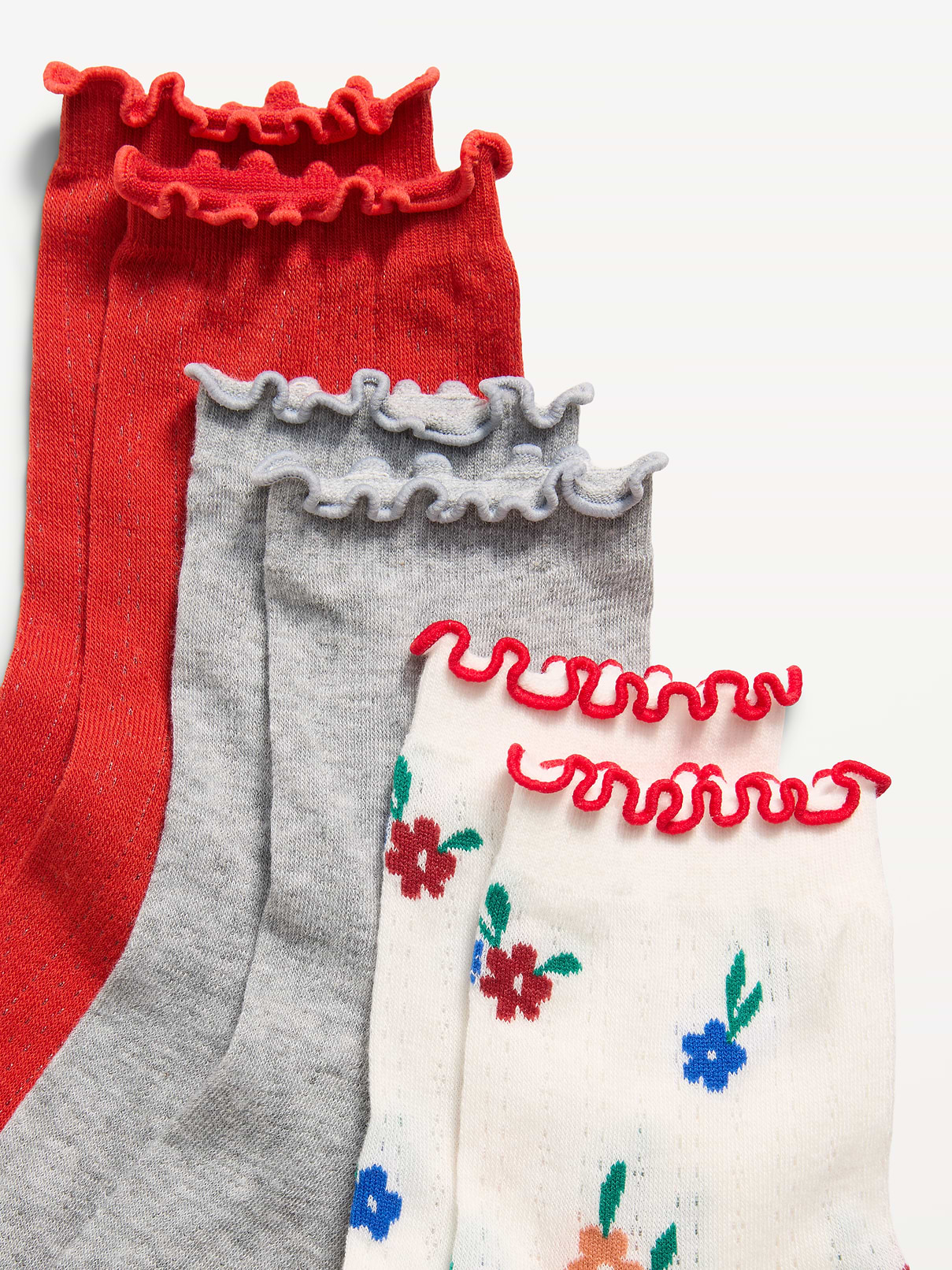 Image 2 of 2, Ruffled Crew Sock 3-Pack for Women
