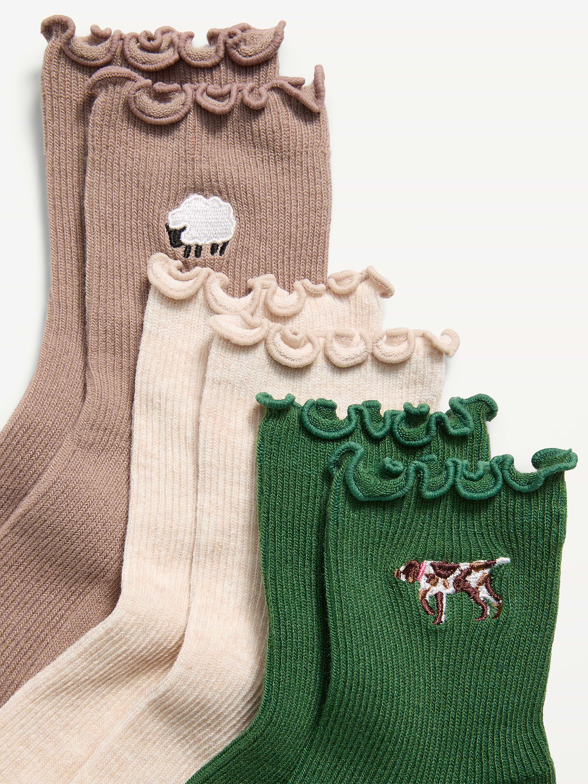 Image 2 of 2, Ruffled Crew Sock 3-Pack for Women