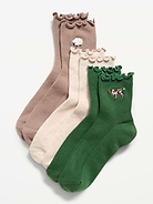 Image 1 of 2, includes 3 pairs of socks for women, ruffled openings, notched toe seams, Product #841573