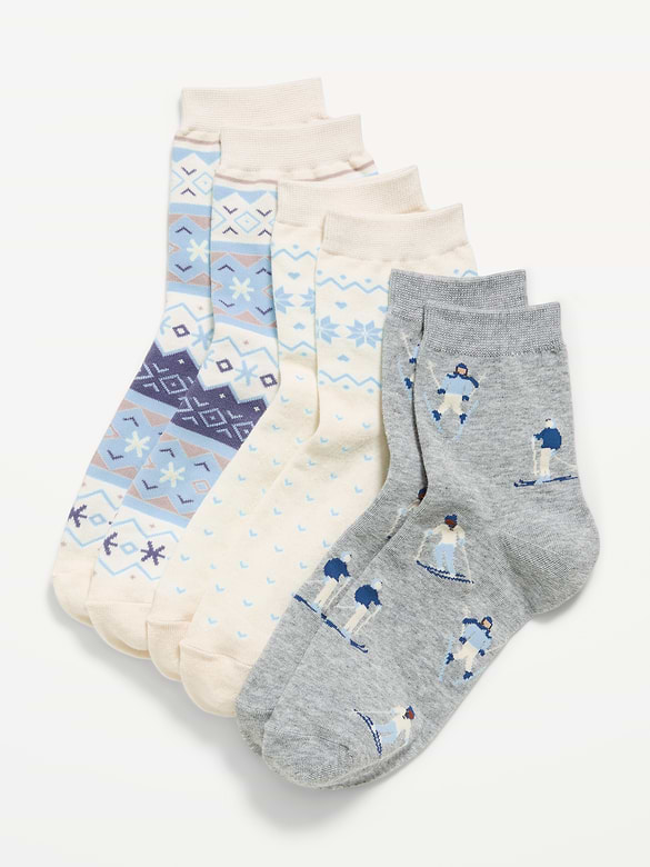 Novelty Quarter Crew Socks 3-Pack for Women