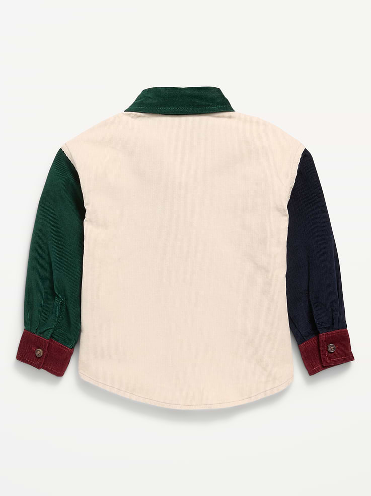 Image 2 of 2, Long-Sleeve Corduroy Color-Block Shirt for Toddler Boys