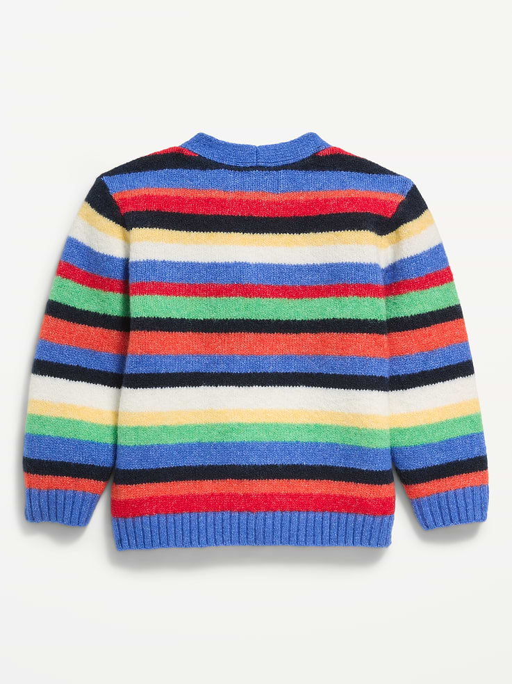 Image 3 of 3, Oversized Wool-Blend Striped Cardigan for Toddler Boys