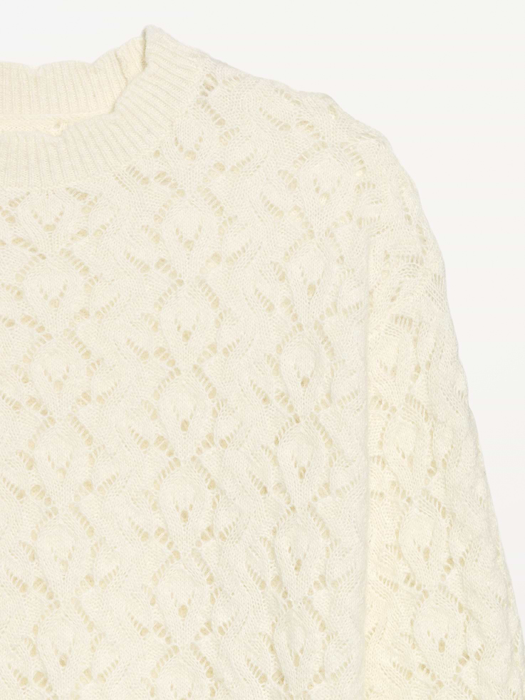 Image 4 of 4, Pointelle Crew-Neck Tunic Sweater