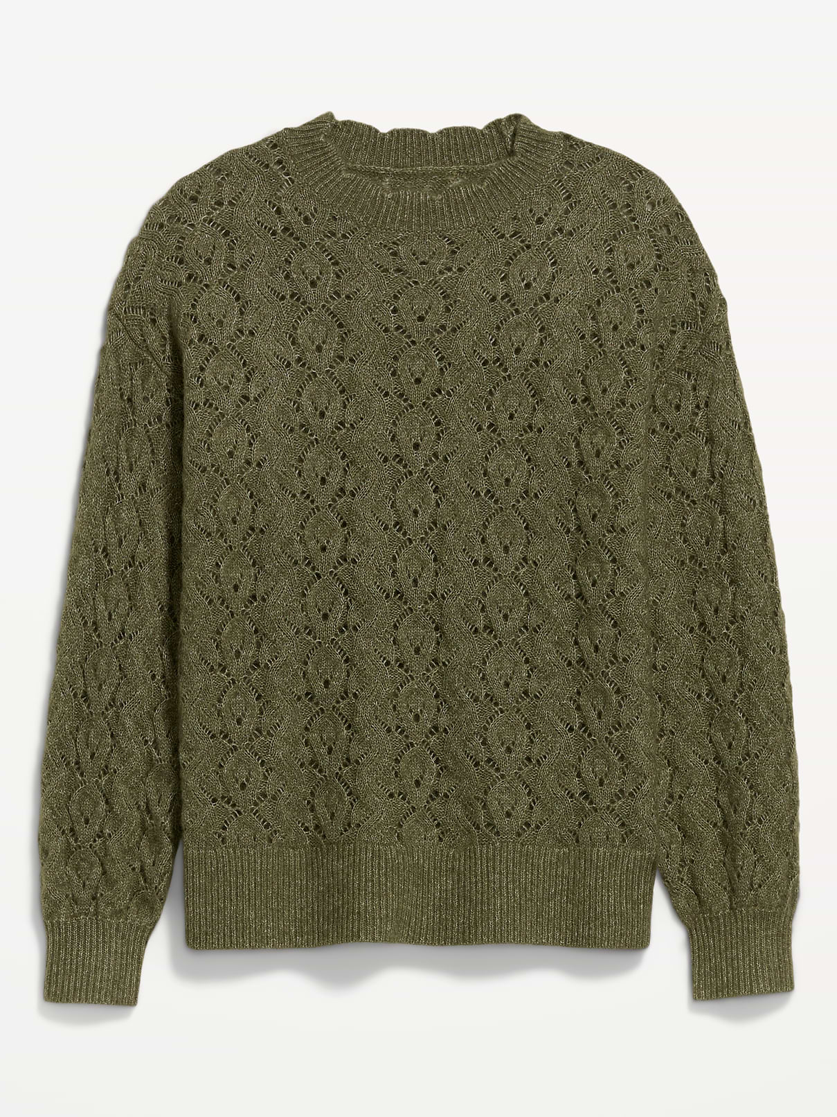 Image 4 of 5, Pointelle Crew-Neck Tunic Sweater, New