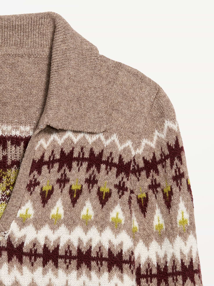 Image 5 of 5, SoSoft Split-Neck Collar Long-Sleeve Sweater
