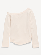 Image 2 of 2, Long-Sleeve Ribbed Off-Shoulder Bow Top for Girls