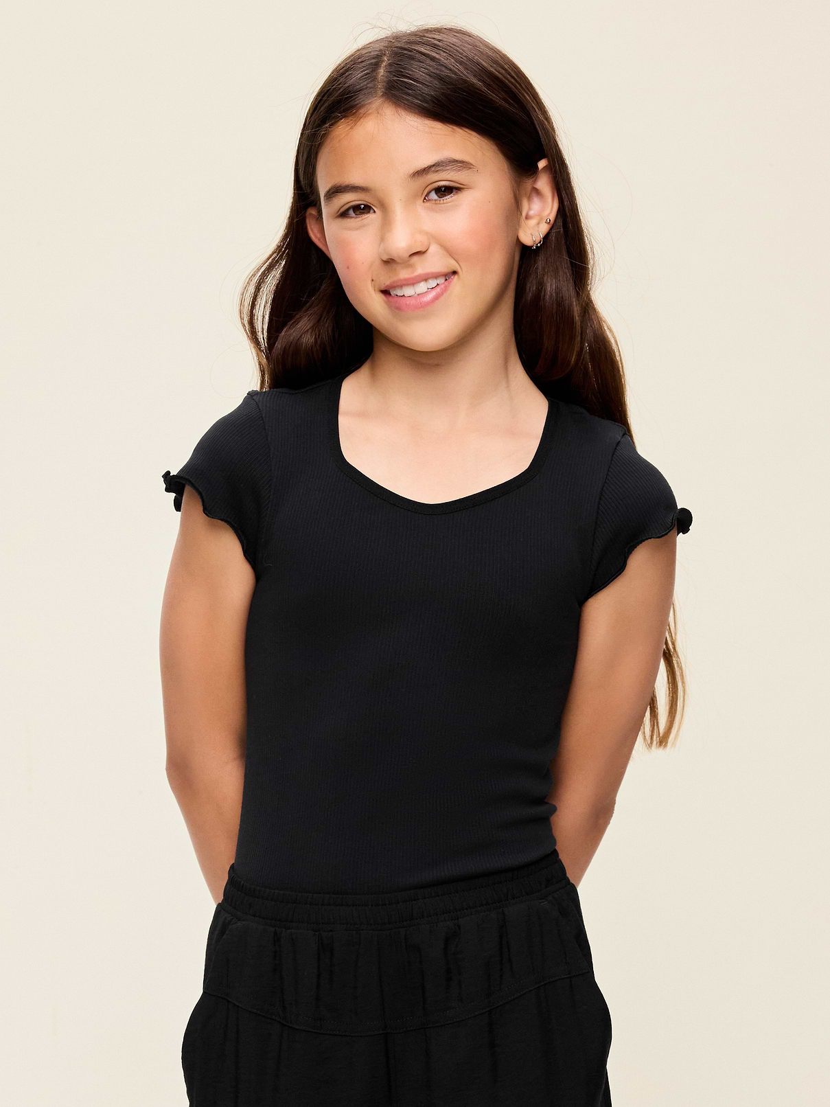 Image number 1 showing, Fitted Seamless Ribbed  Performance Top for Girls