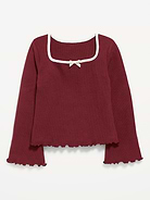 Image number 1 showing, CozePlush Waffle Knit Square-Neck Top for Girls