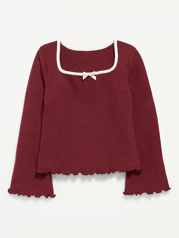 CozePlush Waffle Knit Square-Neck Top for Girls
