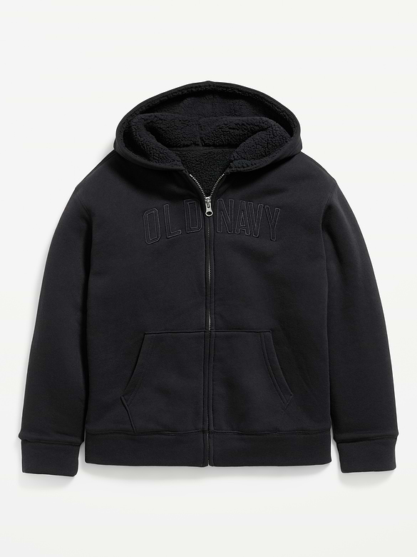 Logo Graphic Sherpa-Lined Fleece Full-Zip Hoodie for Boys