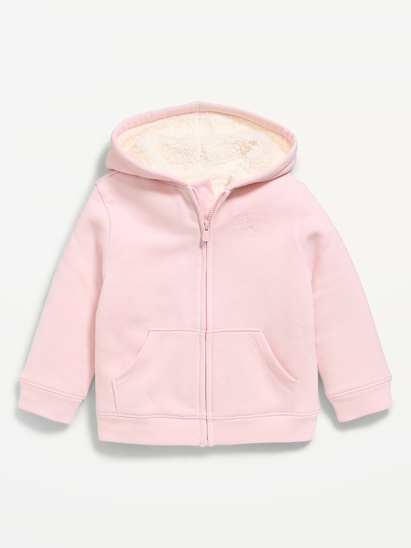 Logo Graphic Sherpa-Lined Zip Hoodie for Toddler Girls