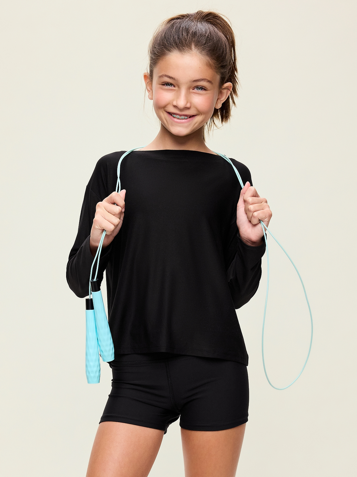 CloudMotion Long-Sleeve Cross-Back Top for Girls | Old Navy