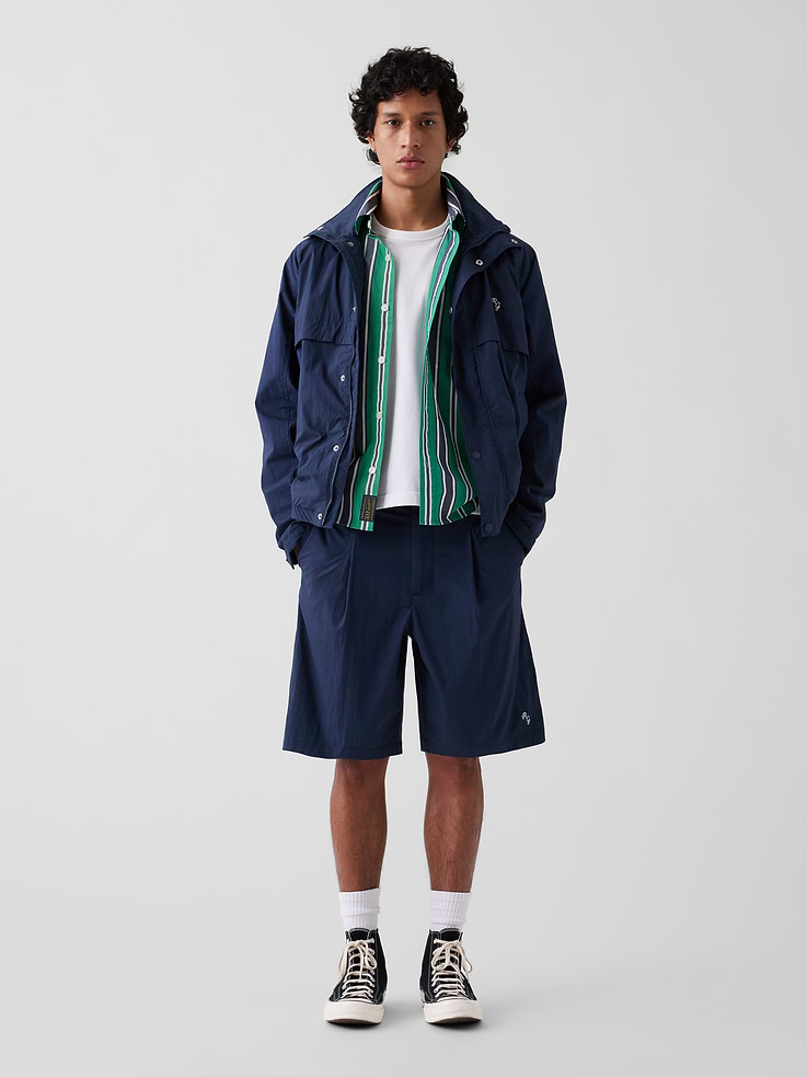 Image number 1 showing, Gap × Malbon Textured Poplin Baggy Shorts