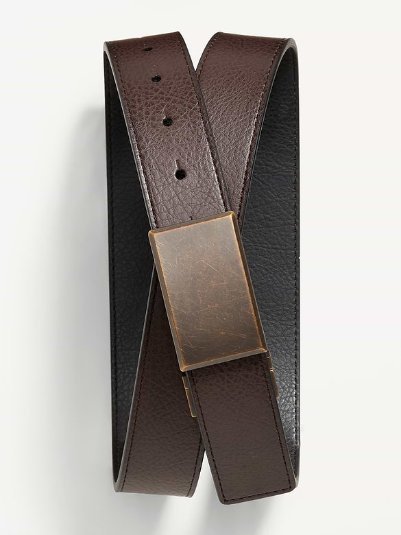 Faux-Leather Reversible Ratchet Belt