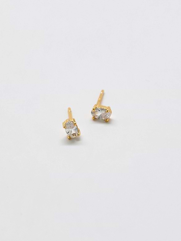 Admiral Row White CZ Oval Stud Earrings