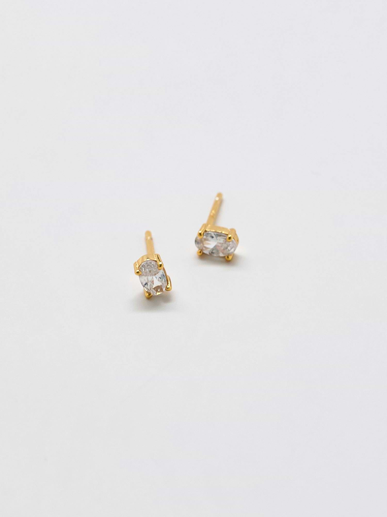 Image number 1 showing, Admiral Row White CZ Oval Stud Earrings