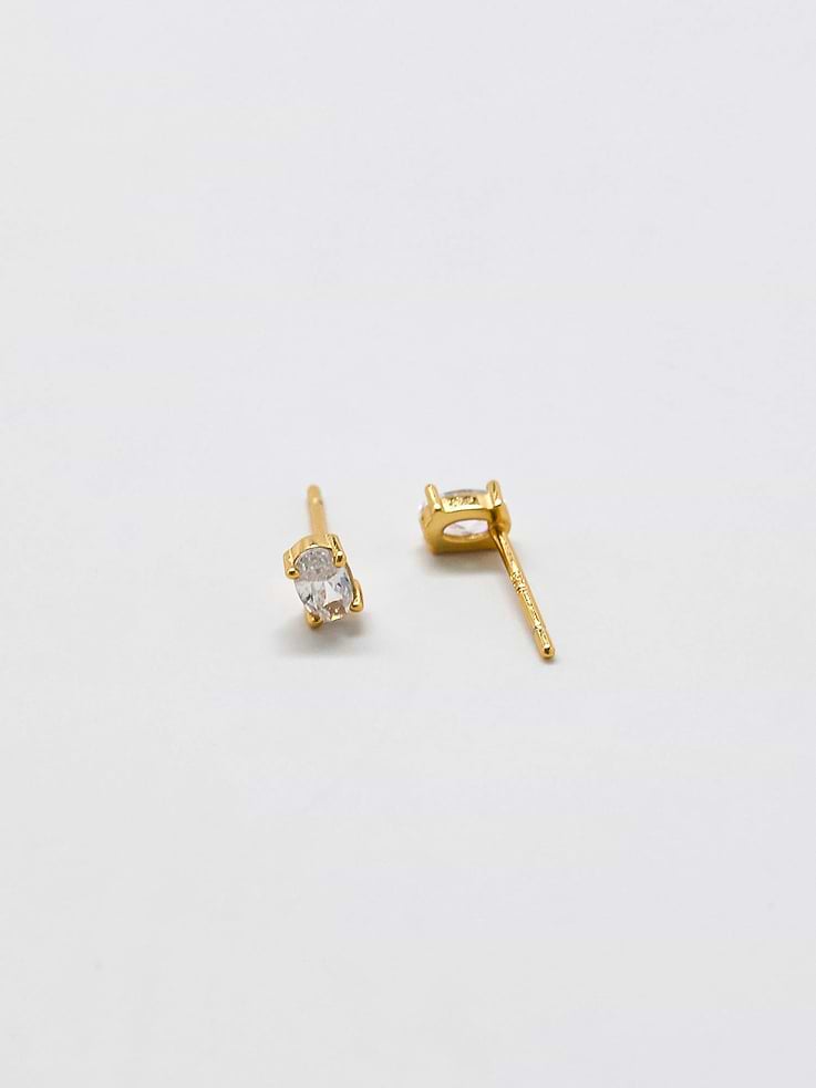Image number 2 showing, Admiral Row White CZ Oval Stud Earrings