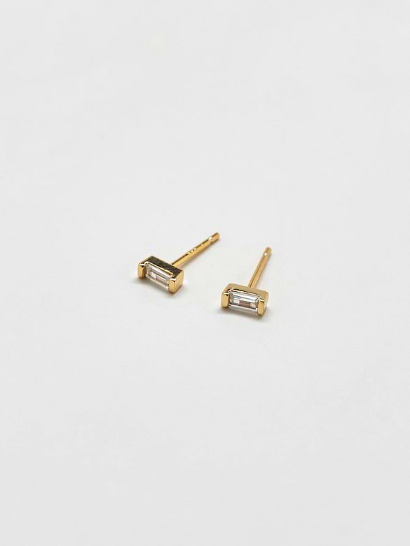 Admiral Row Mini Baguette Gold Studs