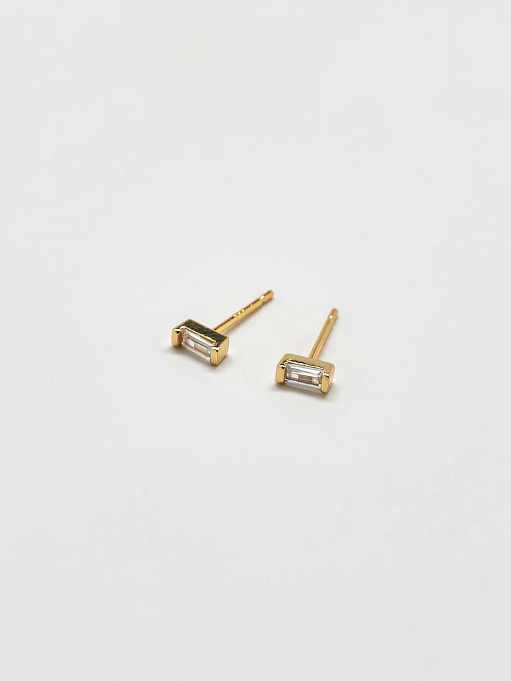 Image number 1 showing, Admiral Row Mini Baguette Gold Studs
