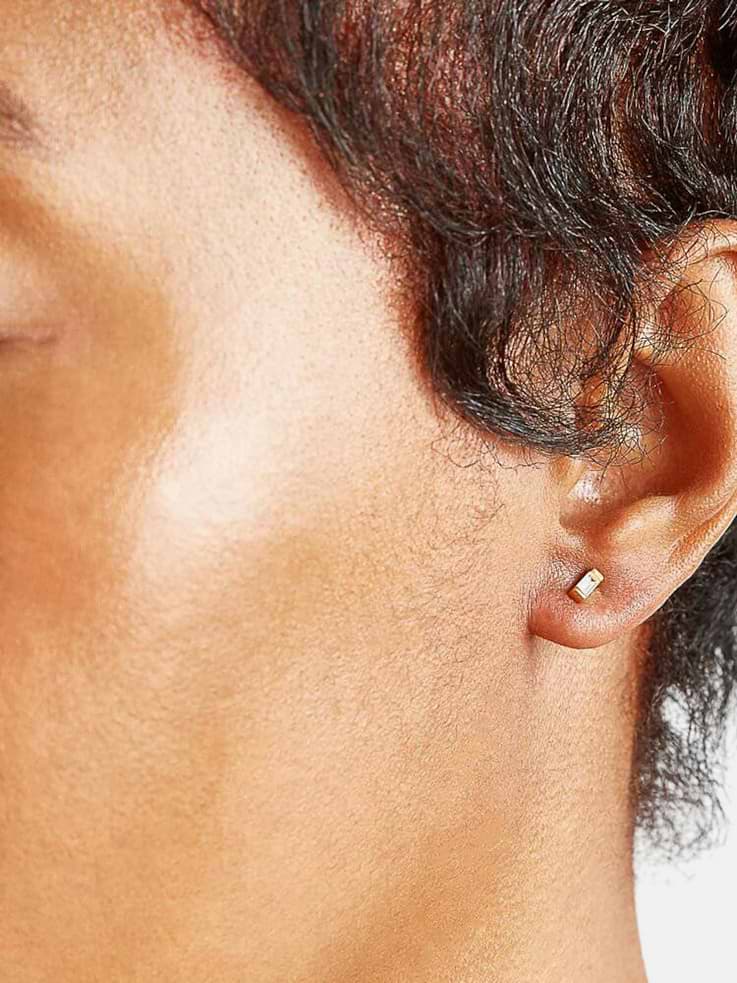 Image number 3 showing, Admiral Row Mini Baguette Gold Studs