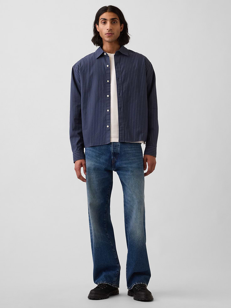 Image number 2 showing, Relaxed Crop Straight-Hem Oxford Shirt