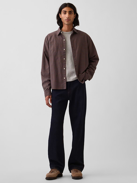 Relaxed Crop Straight-Hem Oxford Shirt