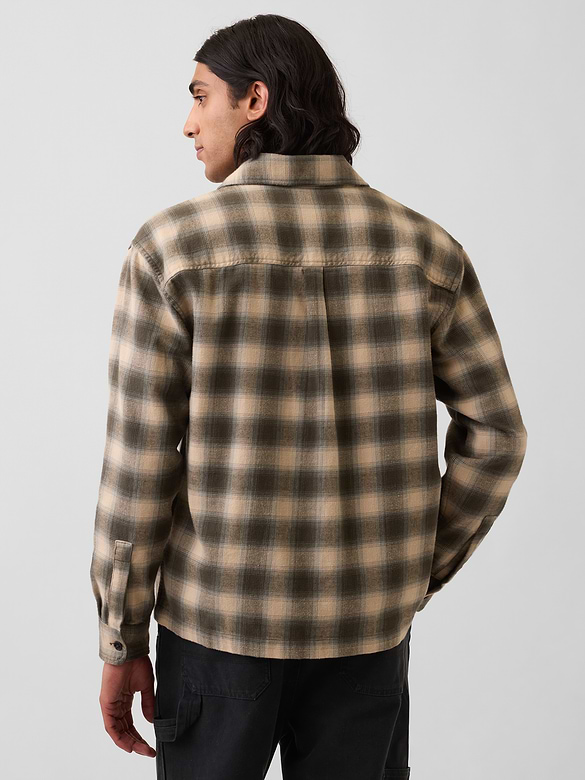 Relaxed Straight-Hem Flannel Shirt