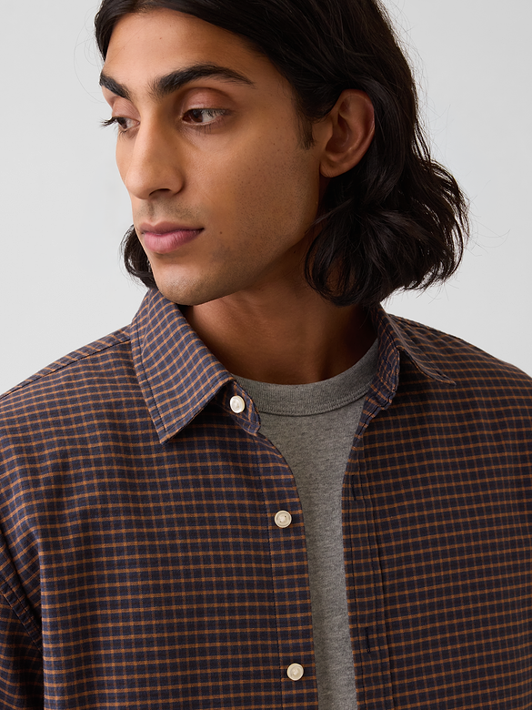 Relaxed Crop Straight-Hem Oxford Shirt