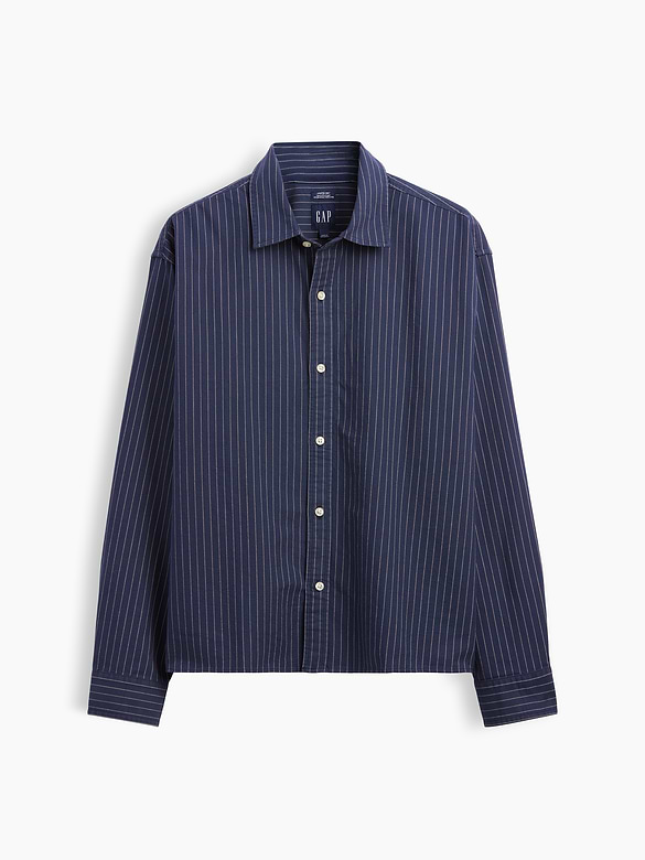 Relaxed Crop Straight-Hem Oxford Shirt