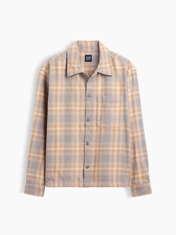 Relaxed Straight-Hem Flannel Shirt