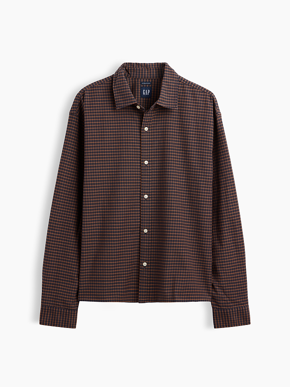 Relaxed Crop Straight-Hem Oxford Shirt