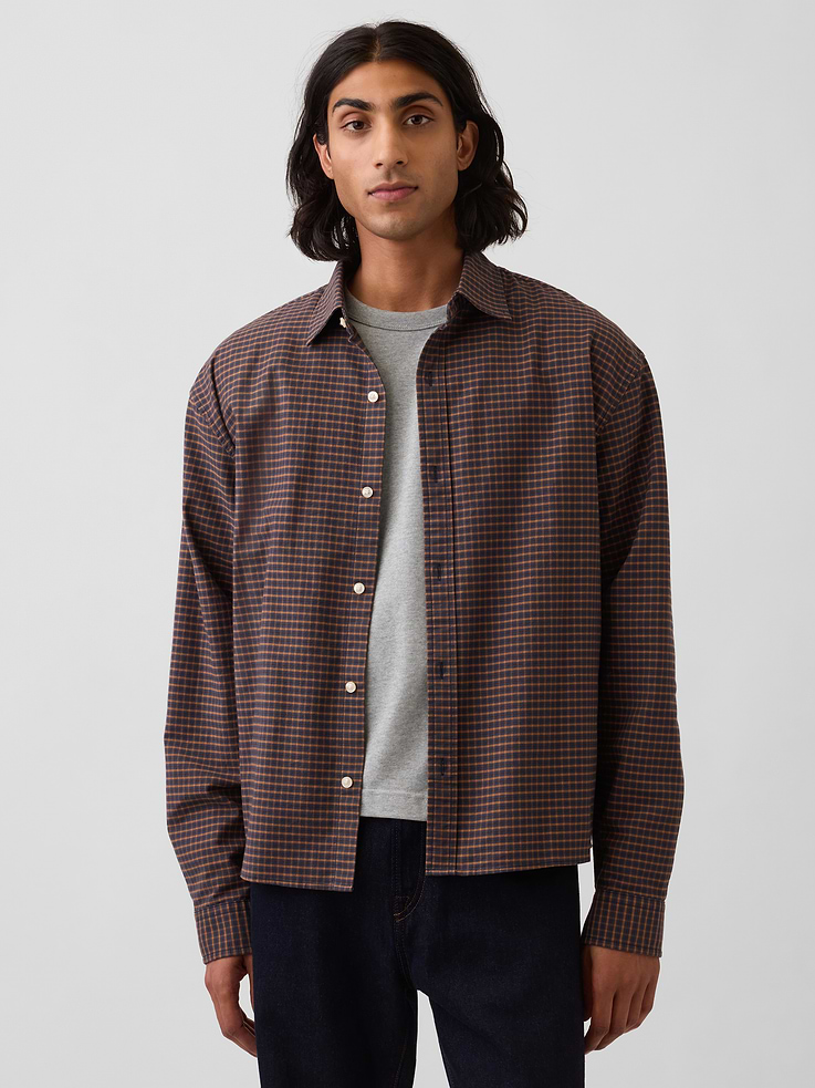Image number 1 showing, Relaxed Crop Straight-Hem Oxford Shirt