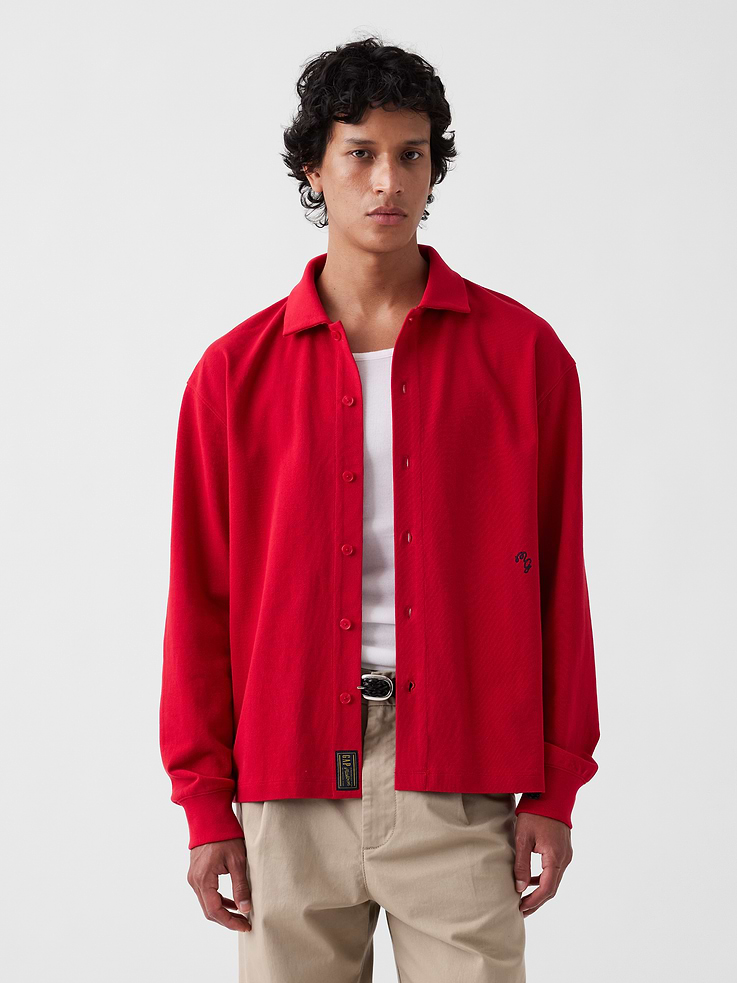 Image number 1 showing, Gap × Malbon Pique Polo Overshirt