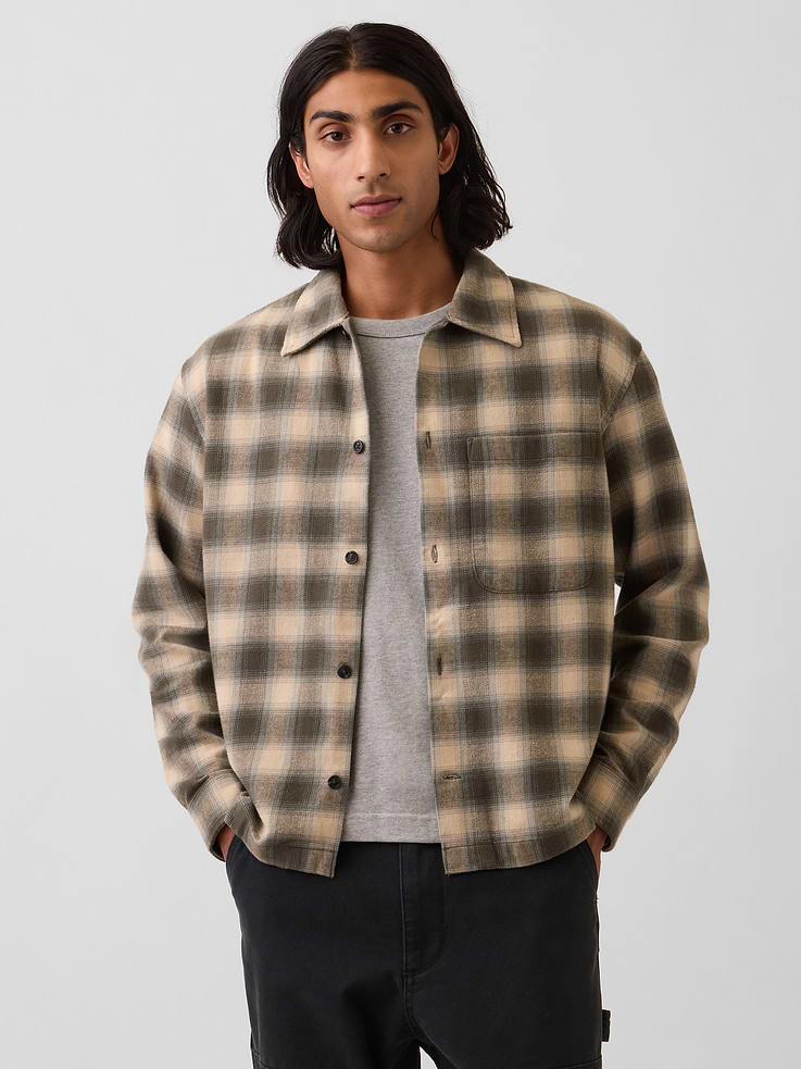 Image number 1 showing, Relaxed Straight-Hem Flannel Shirt