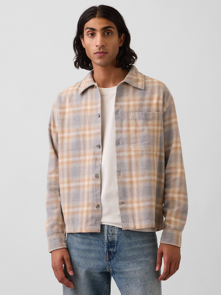 Image number 1 showing, Relaxed Straight-Hem Flannel Shirt