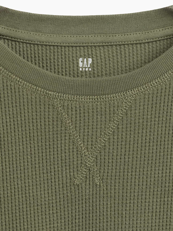 Image 2 of 3, Kids Waffle-Knit Crewneck T-Shirt