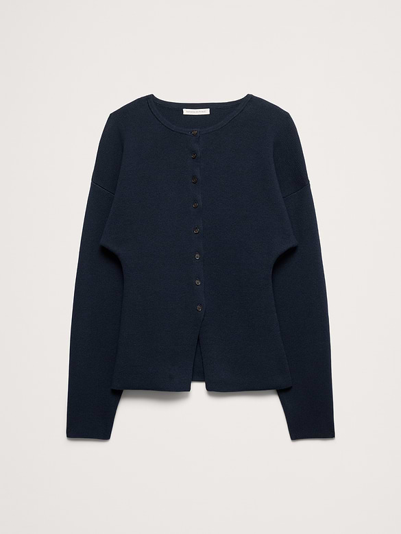 Larkspur Cotton-Silk Cutaway-Hem Cardigan