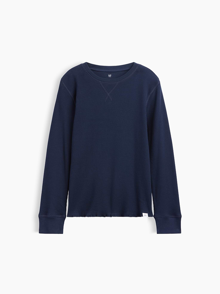 Image 1 of 3, Soft waffle knit., Long sleeves with banded cuffs., Crewneck., Product #1178826
