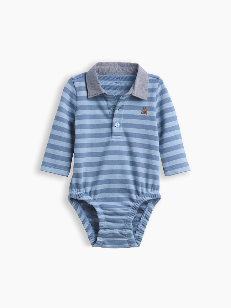 Image number 1 showing, Baby VintageSoft Rugby Polo Bodysuit
