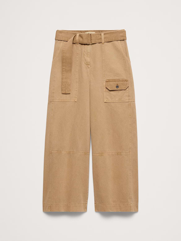 High-Rise Wide-Leg Cotton Utility Pant